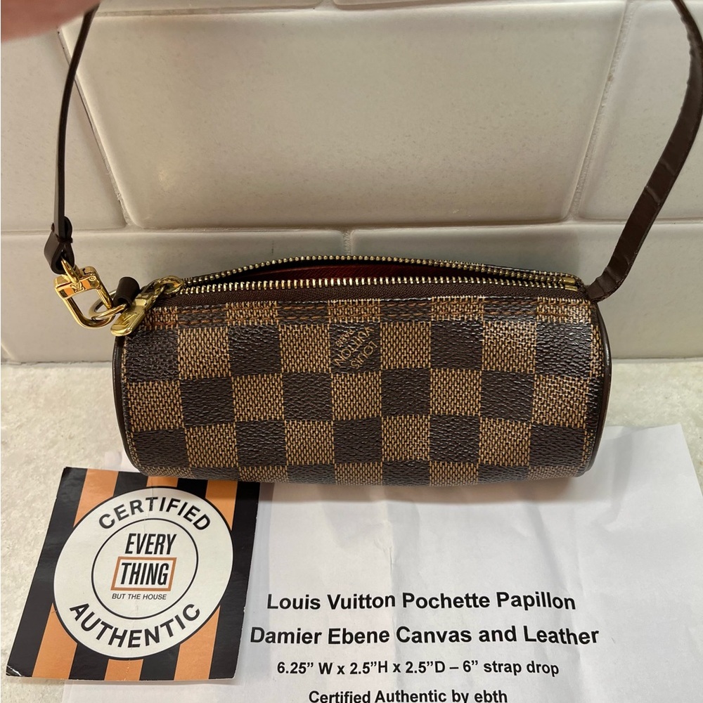 Louis Vuitton Pochette Papillion Damier Ebene Canvas and Leather purse